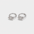 Silver Crystal Star Huggie Hoops