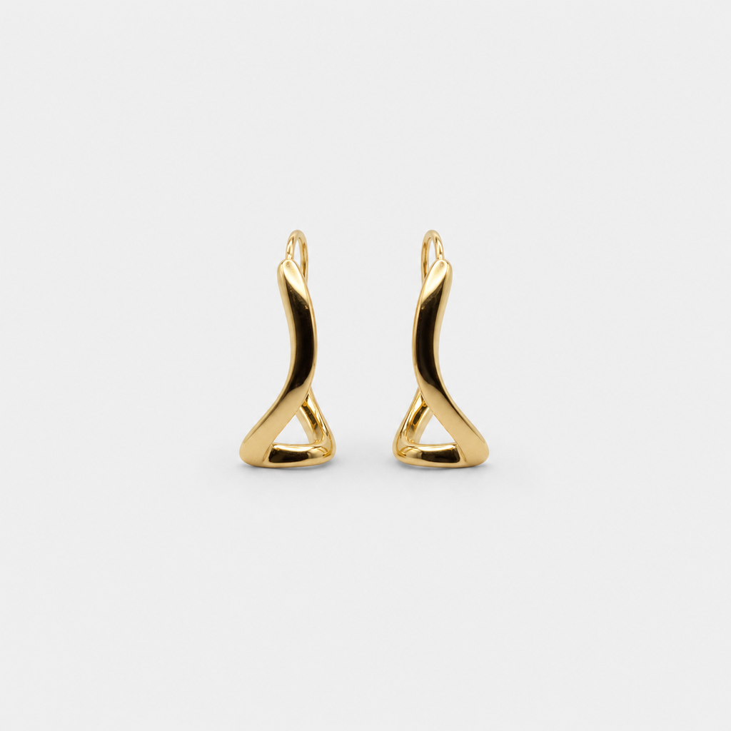 Gold Abstract Wave Hoops