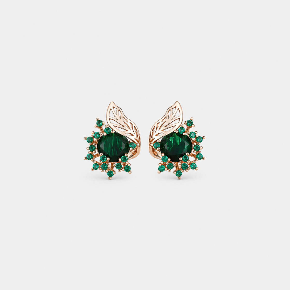 Emerald Leaf Cluster Earrings