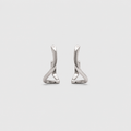 Silver Abstract Wave Hoops