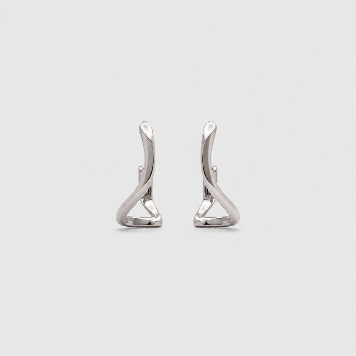 Silver Abstract Wave Hoops