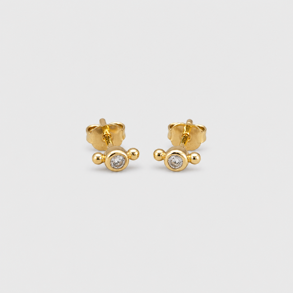 Tiny Crystal Bezel Stud Earrings