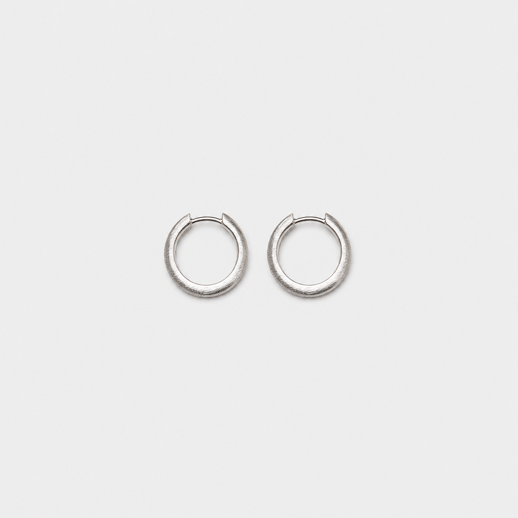Set of 2 Pairs Brushed Silver Minimal Hoops