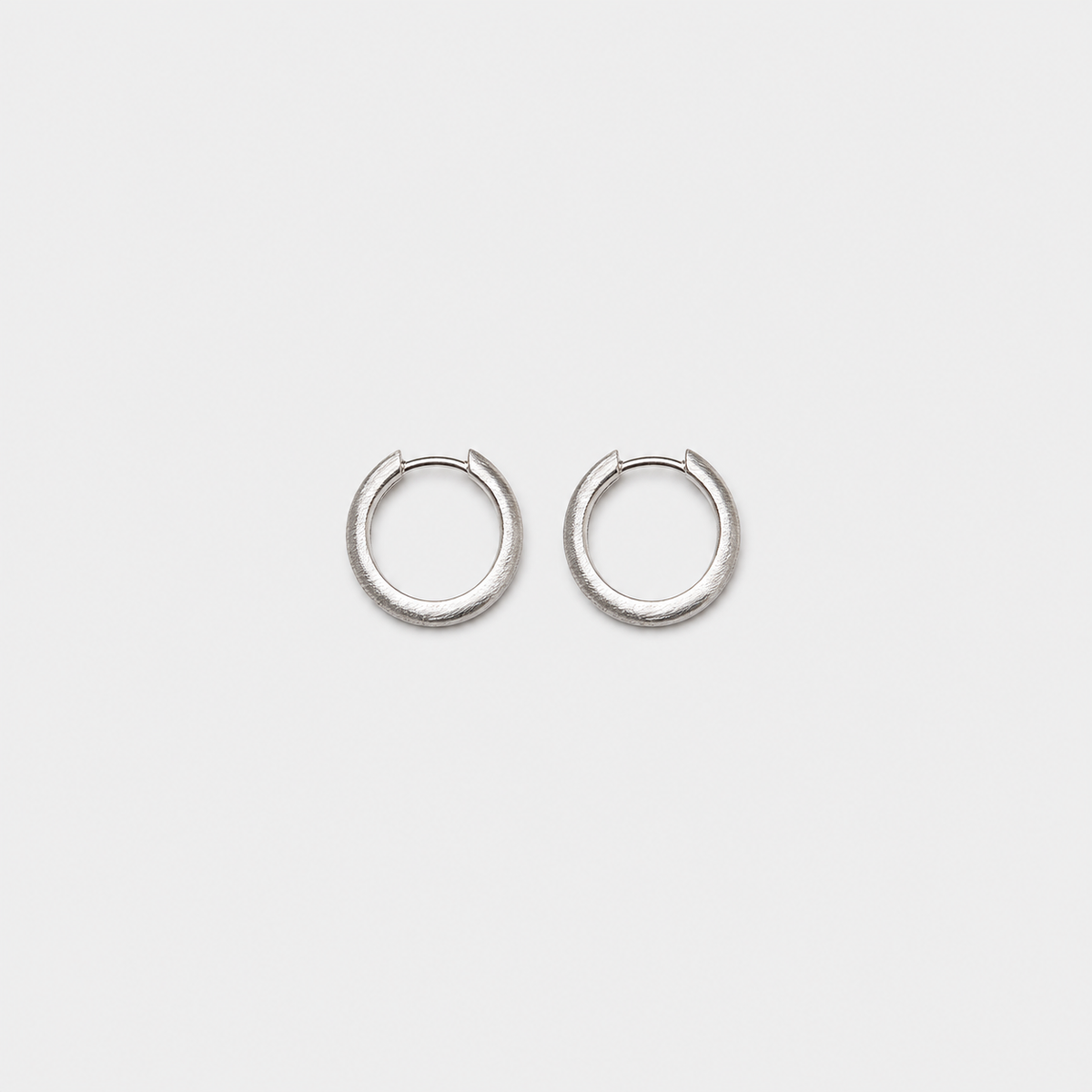 Set of 2 Pairs Brushed Silver Minimal Hoops