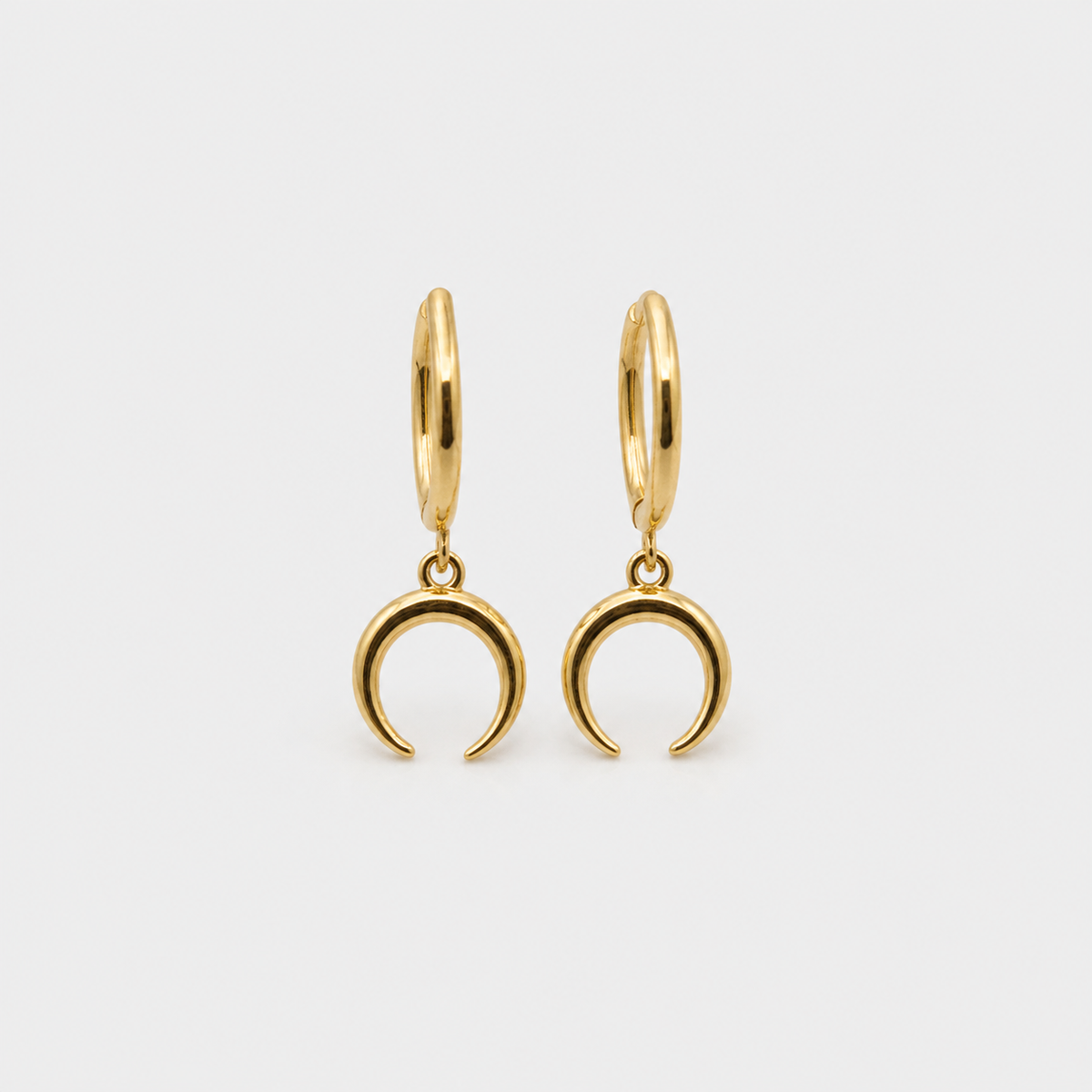 Gold Horn Crescent Hoops