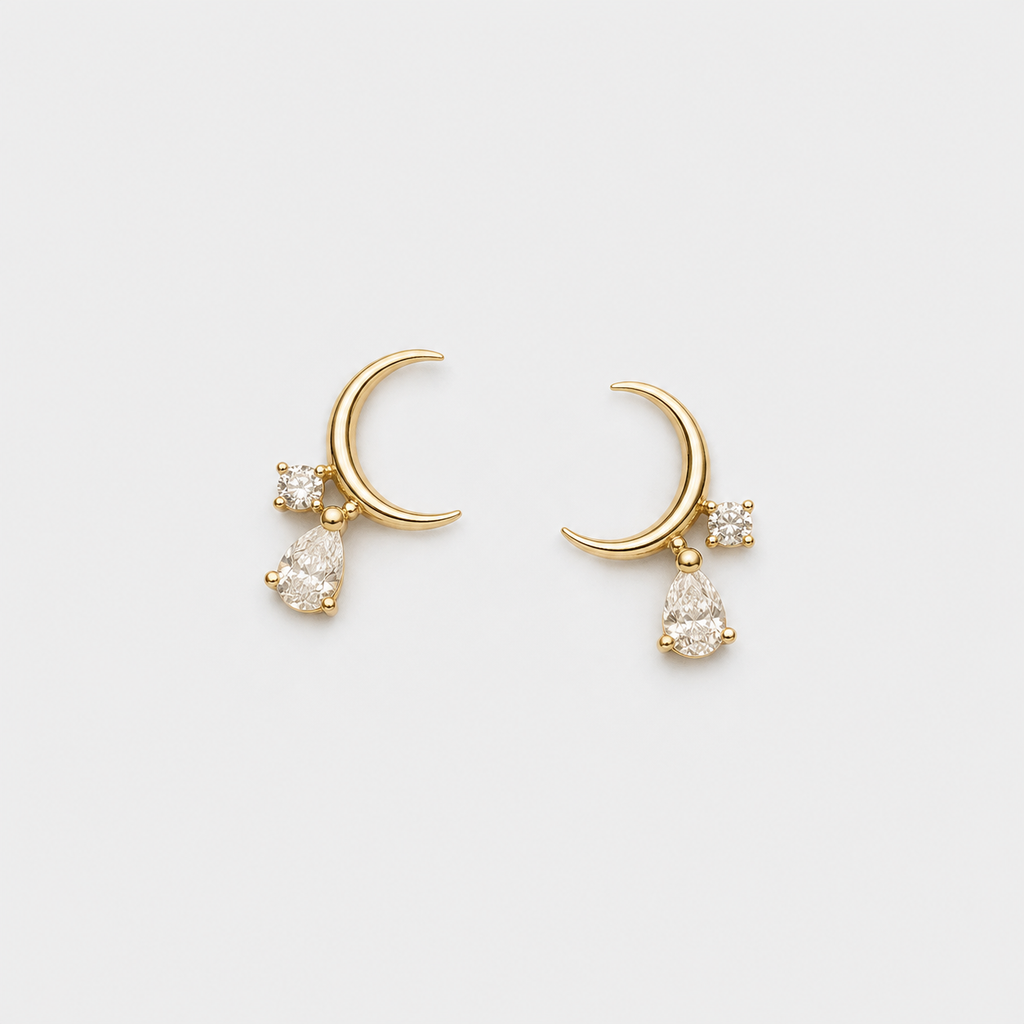 Crescent Moon Droplet Studs