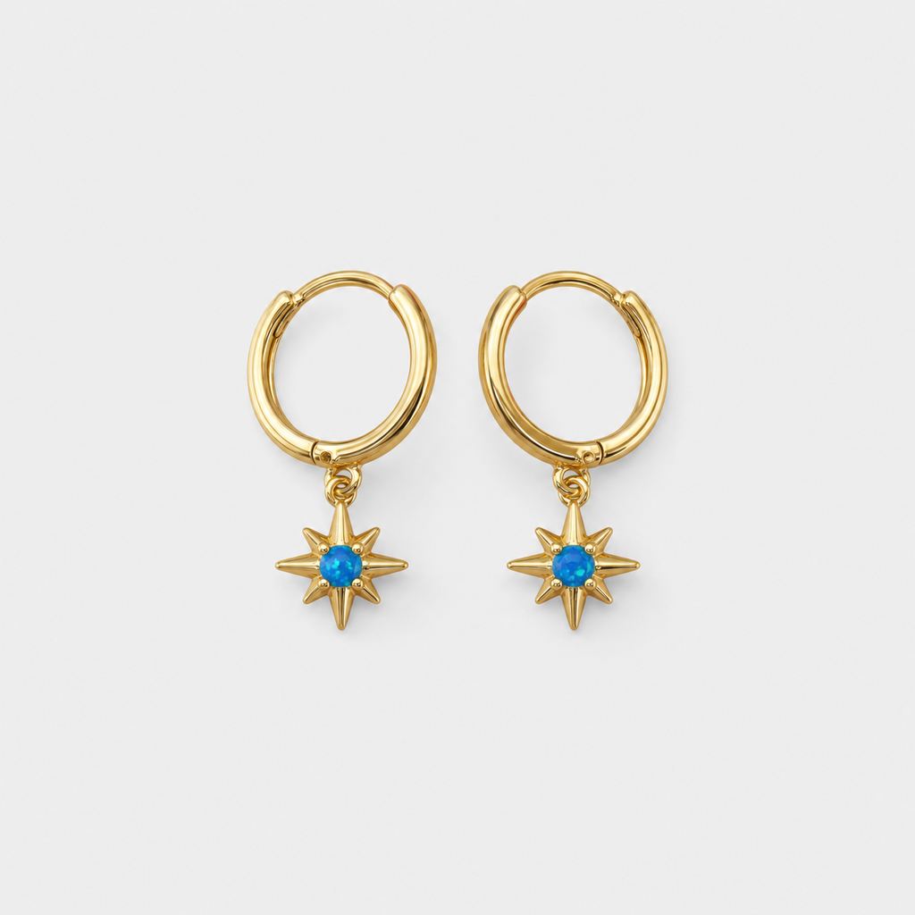 Opal Starburst Hoops Earrings