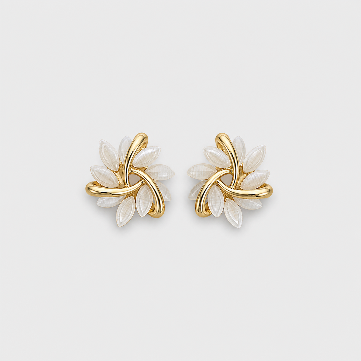 White Opal Floral Earrings