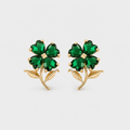 Emerald Clover Stud Earrings