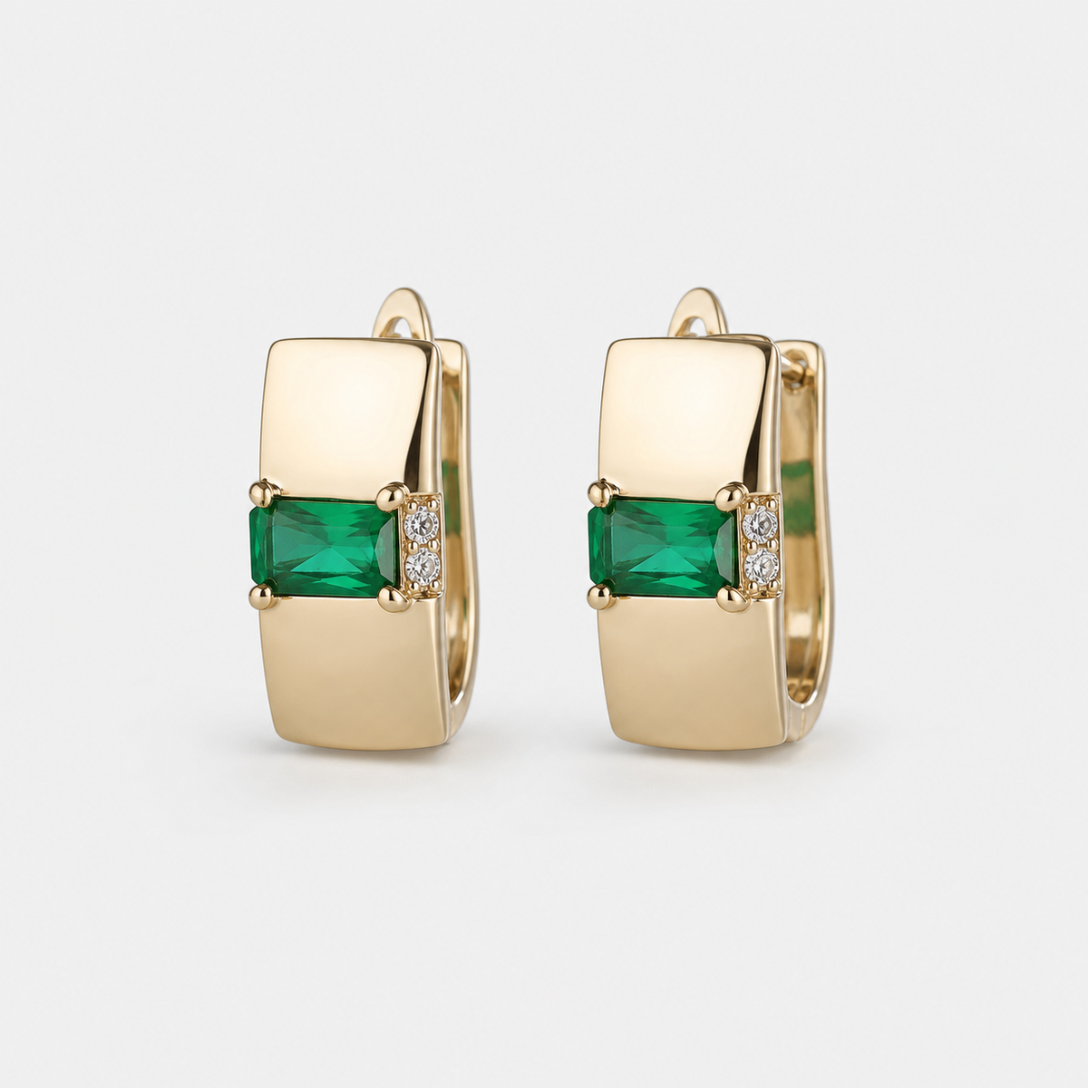 Emerald Huggie Hoop Earrings