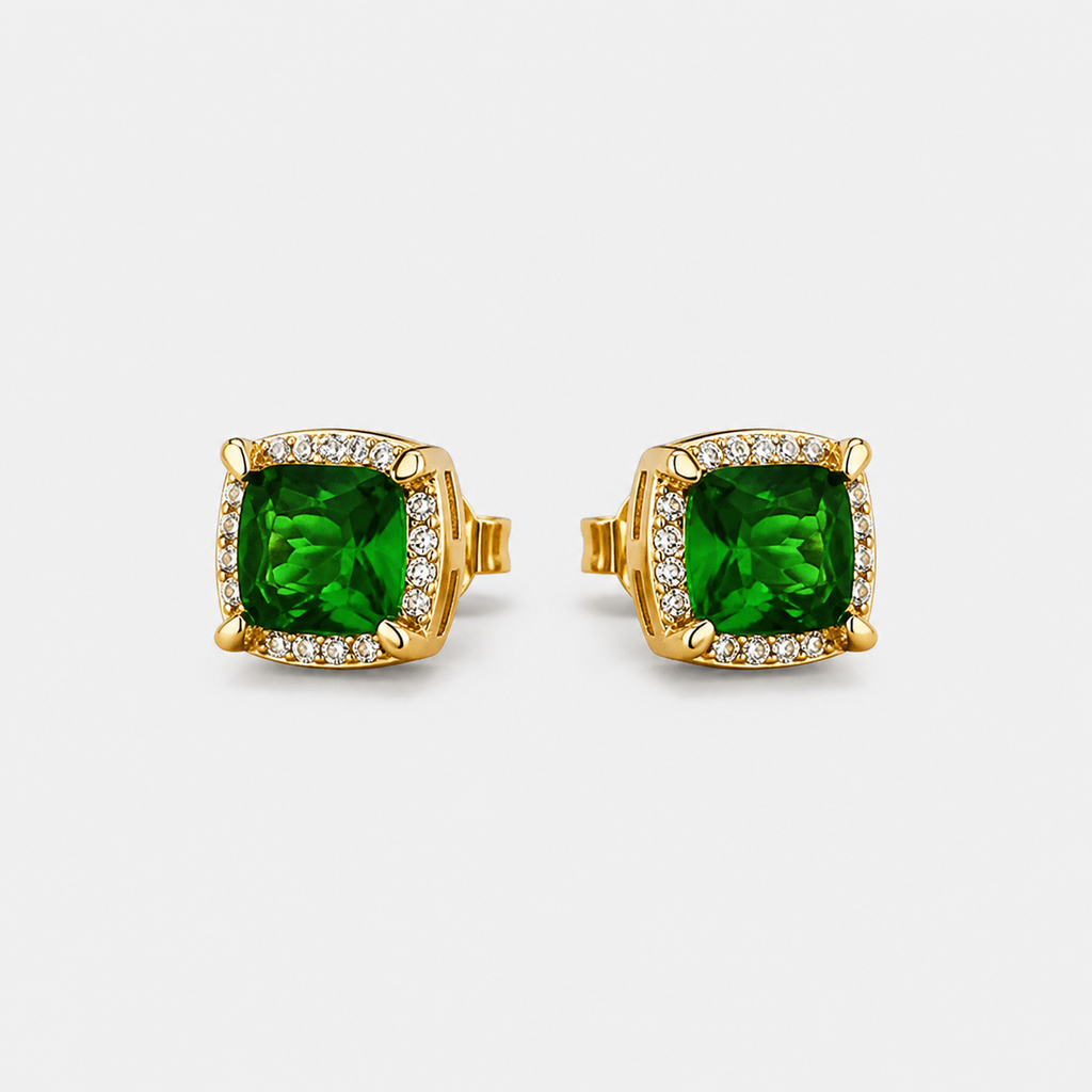 Halo Gold Stud Earrings