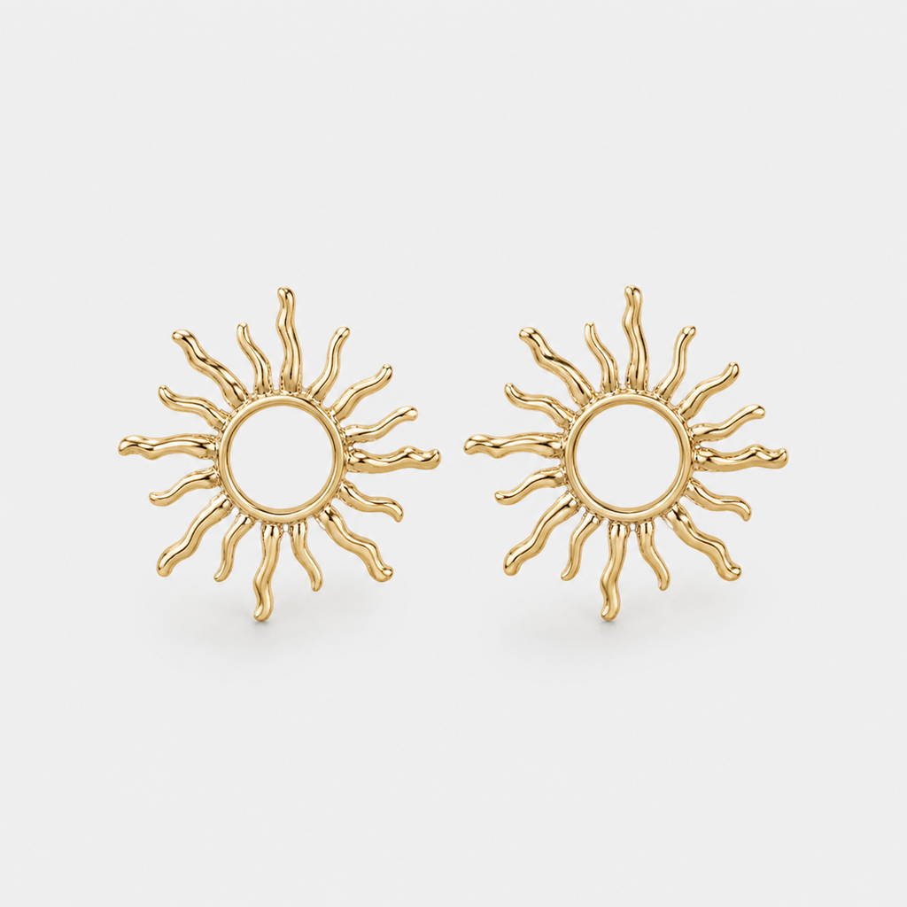 Classic Golden Sunburst Stud Earrings