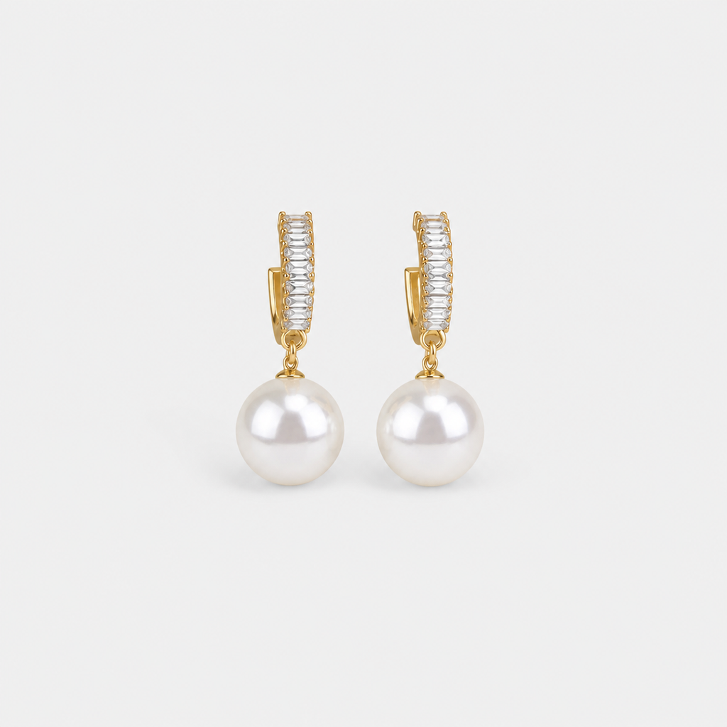 Elegant Pearl and Zirconia Earrings
