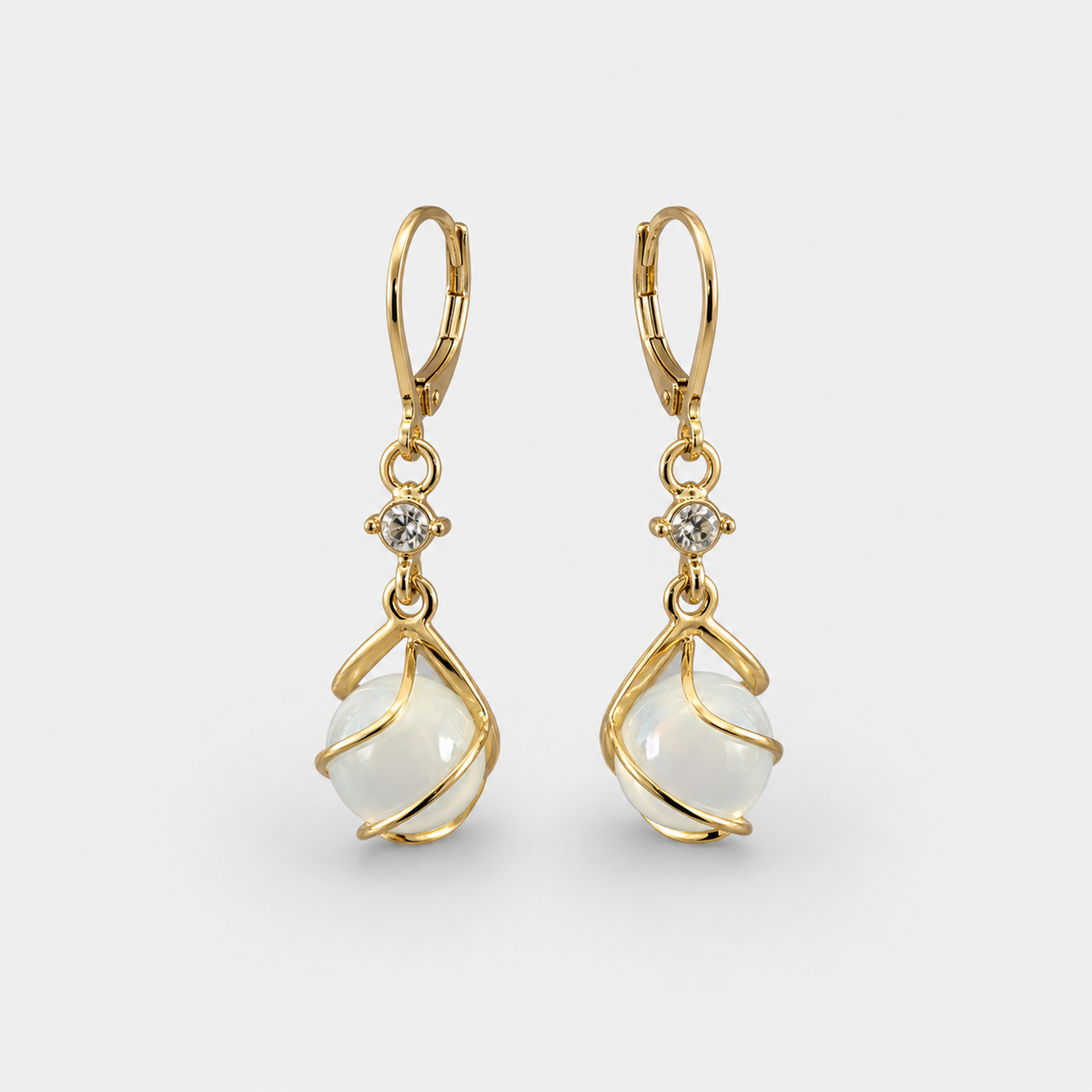 White Opal Dangle Earrings
