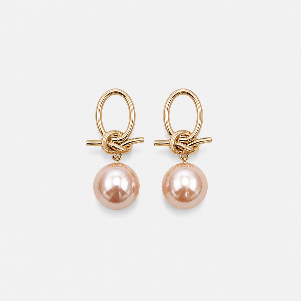 Elegant Pink Pearl Drop Earrings