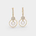 Luxury Earrings with Cultured Pearls and Zircons