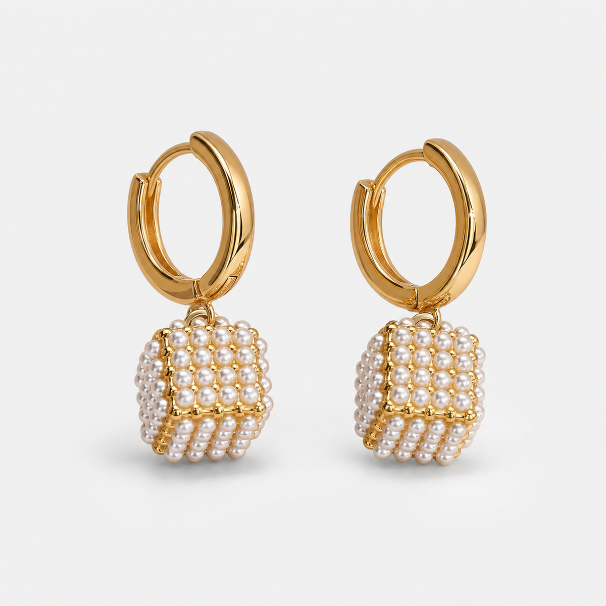 Golden Cube Drop Earrings
