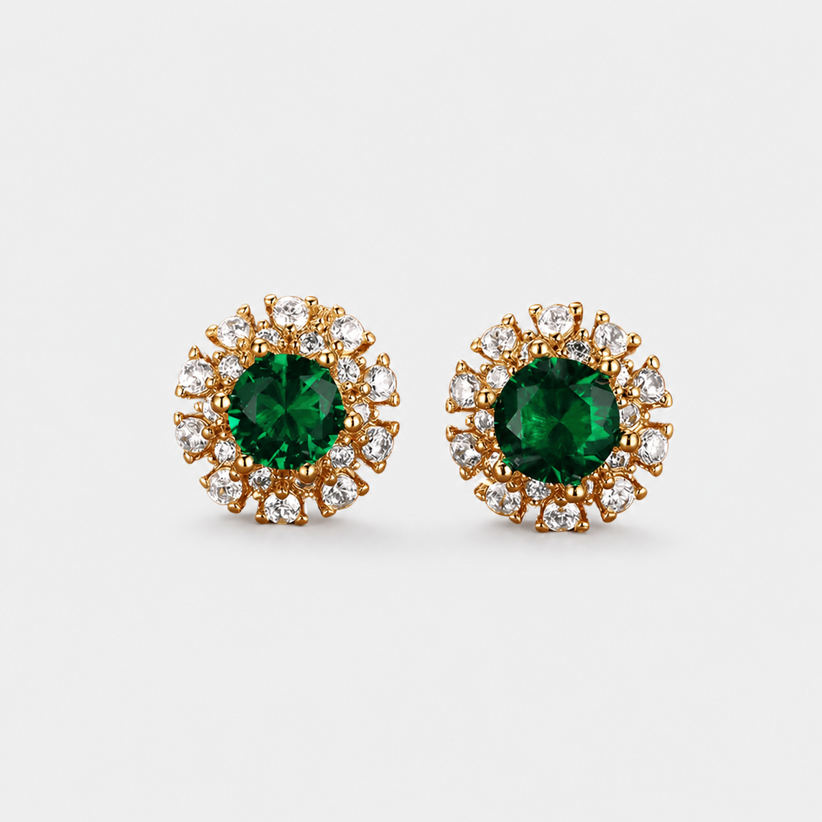 Royal Emerald Halo Earrings