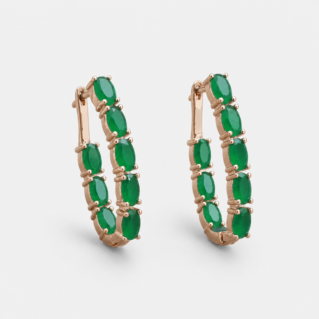 Savannah Hoop Emerald Earrings