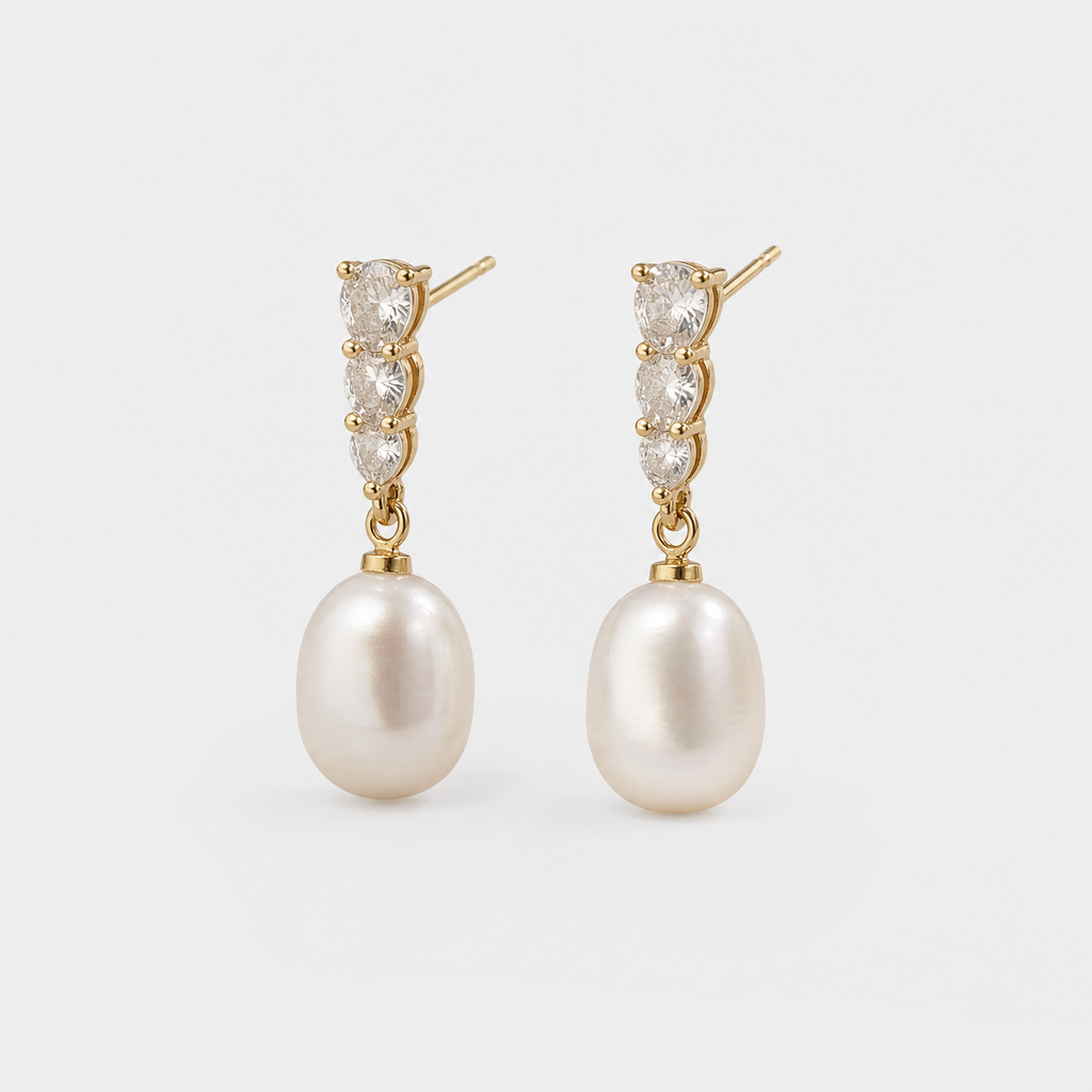 Pearl Drop Trio Sparkle Studs