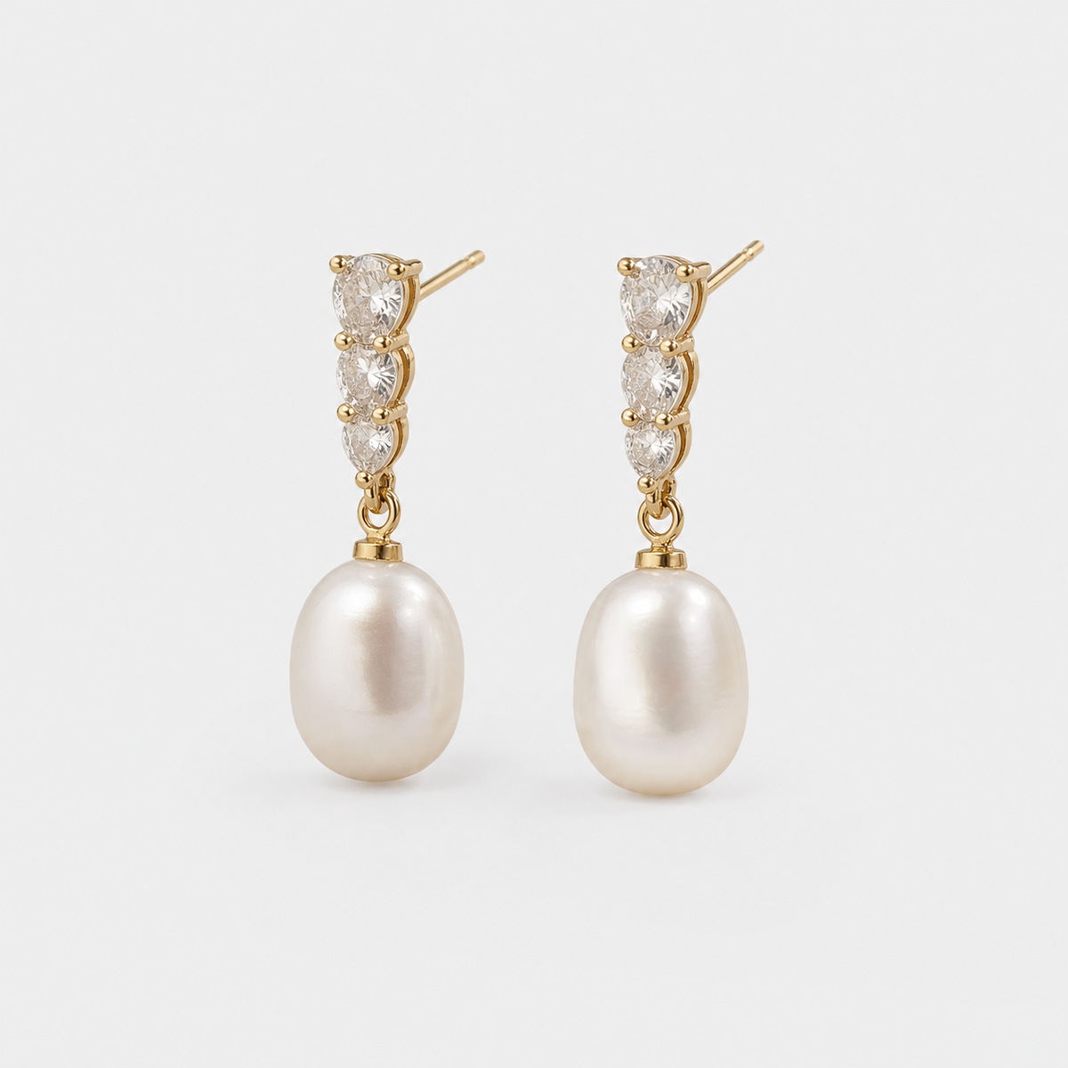 Pearl Drop Trio Sparkle Studs