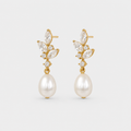 Pearl Leaf Cluster Drop Earrings