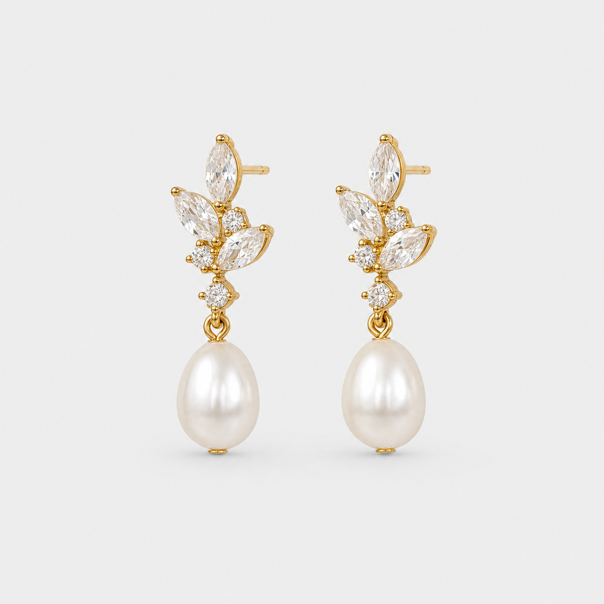 Pearl Leaf Cluster Drop Earrings