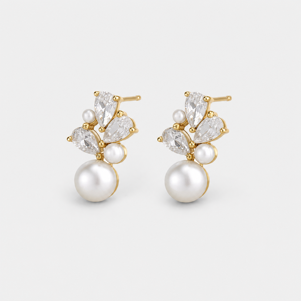 Fresh Water Pearl Blossom Cluster Drop Studs