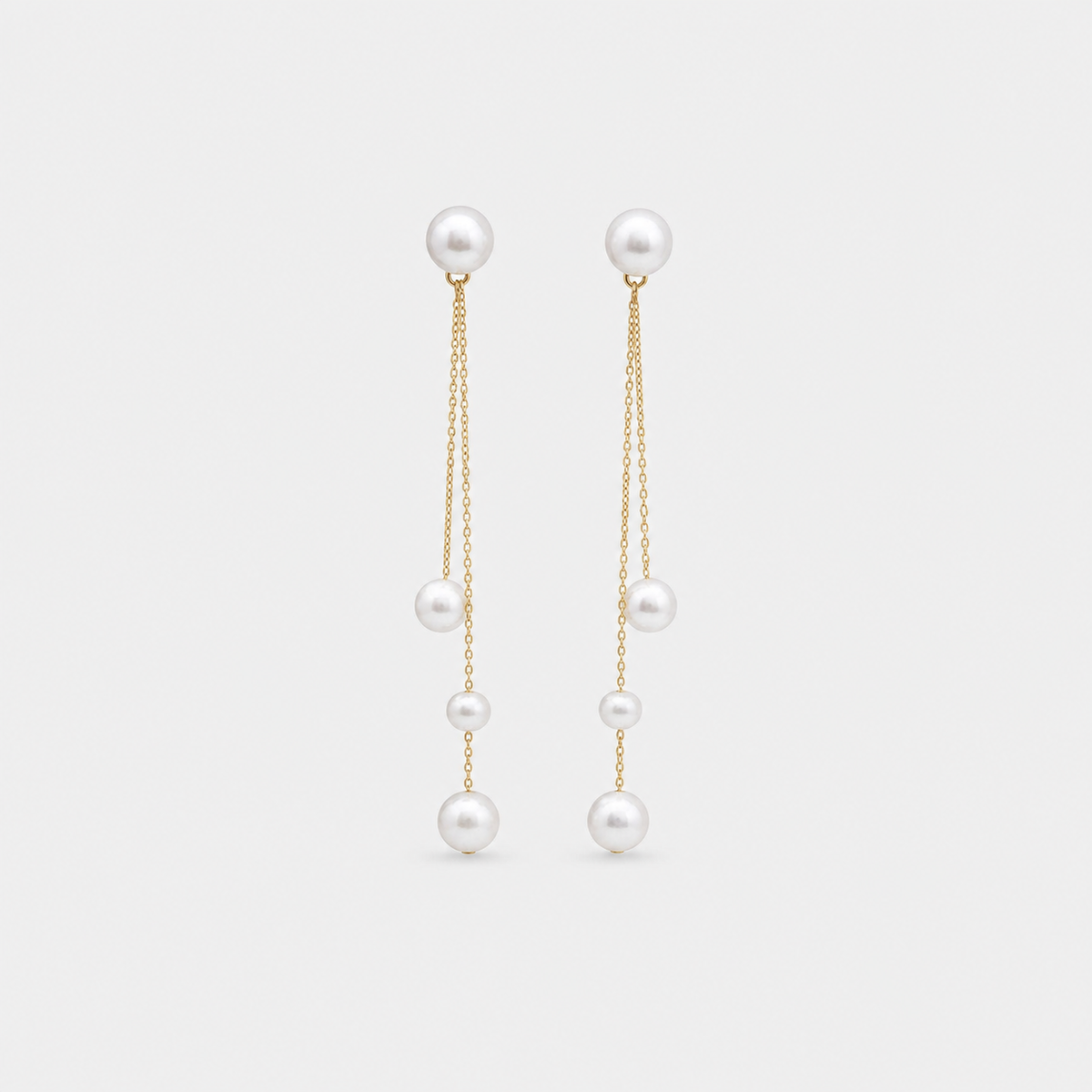 Pearl Chain Trio Drop Earrings