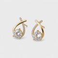 Golden Cross Zirconia Stud Earrings