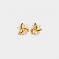 Gold Leaf White Opal Stud Earrings