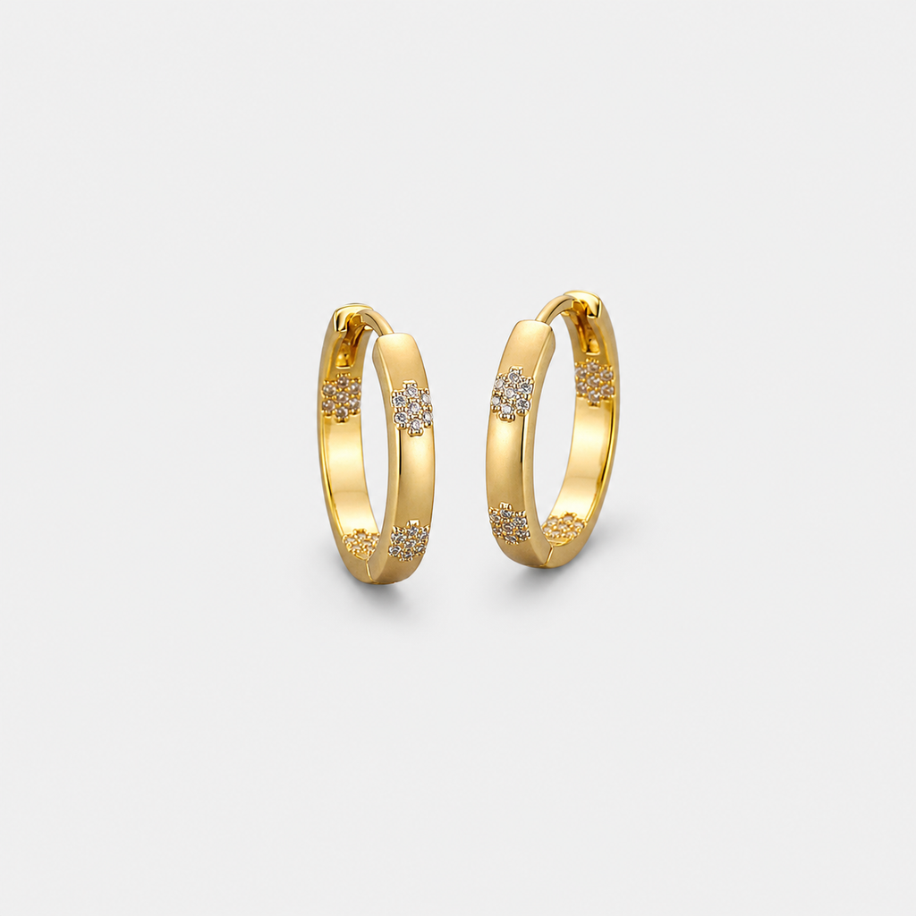Vintage Golden Flower Hoop Earrings