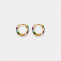 Gold Multicolor Enamel Hoop Earrings