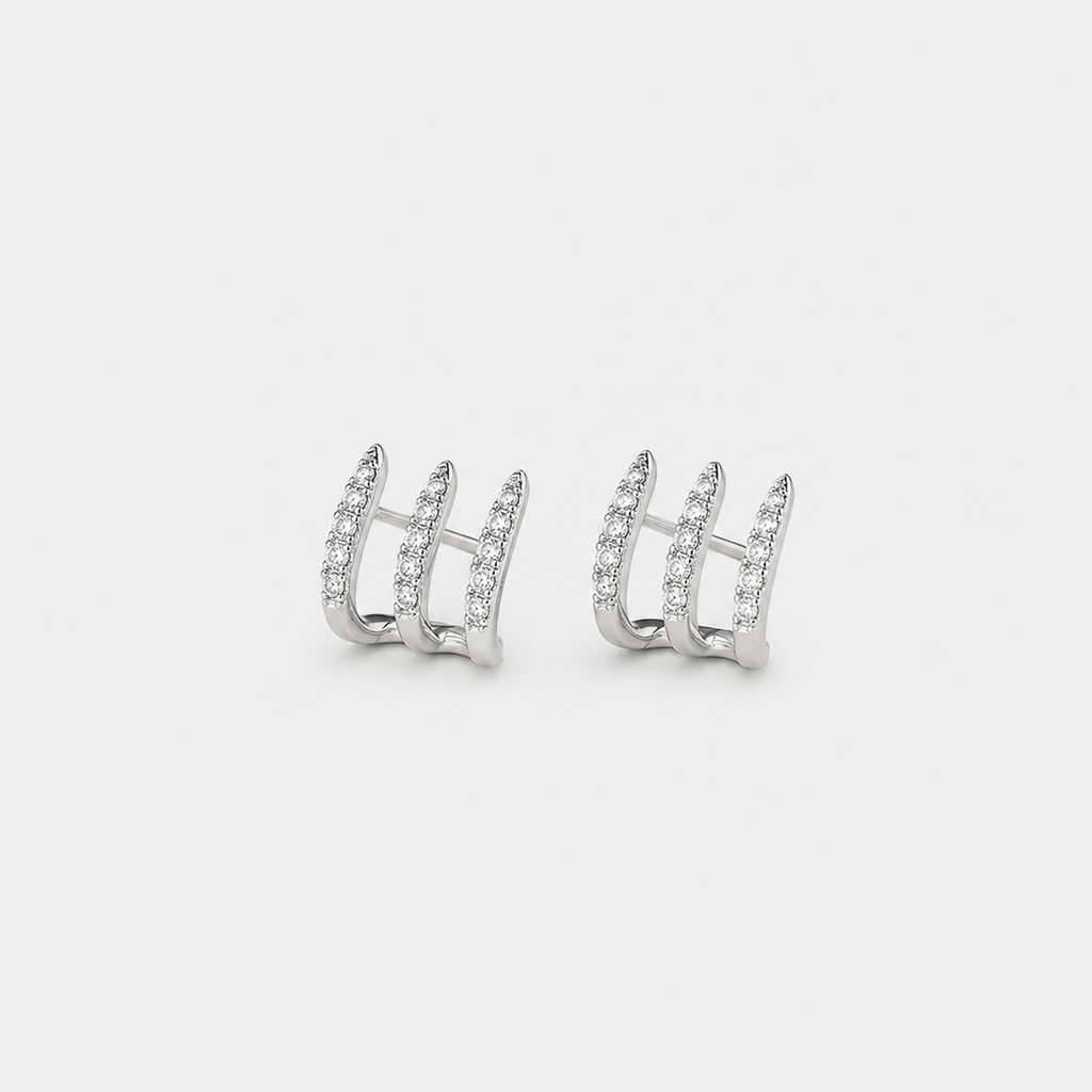 Elegant Rhinestone Three Claw Earrings