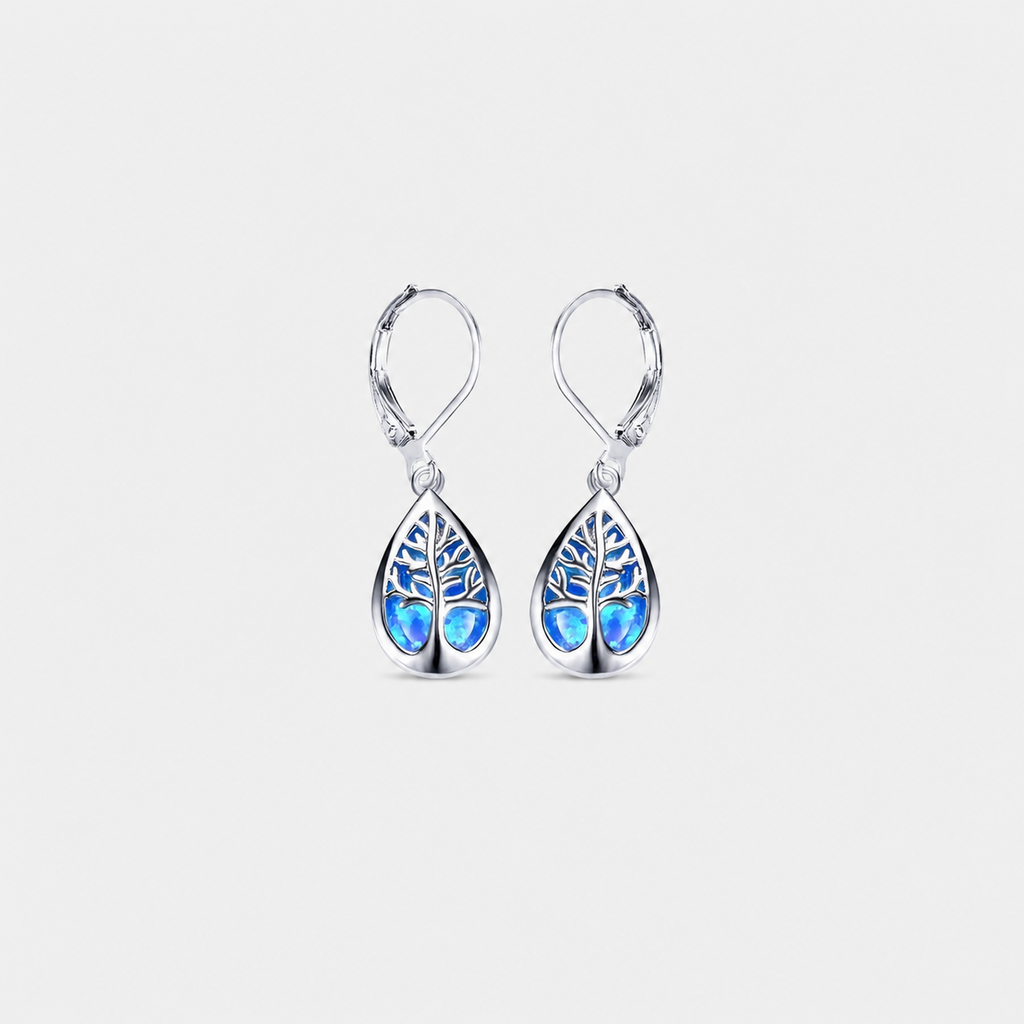 Silver Opal Tree Branch Earrings