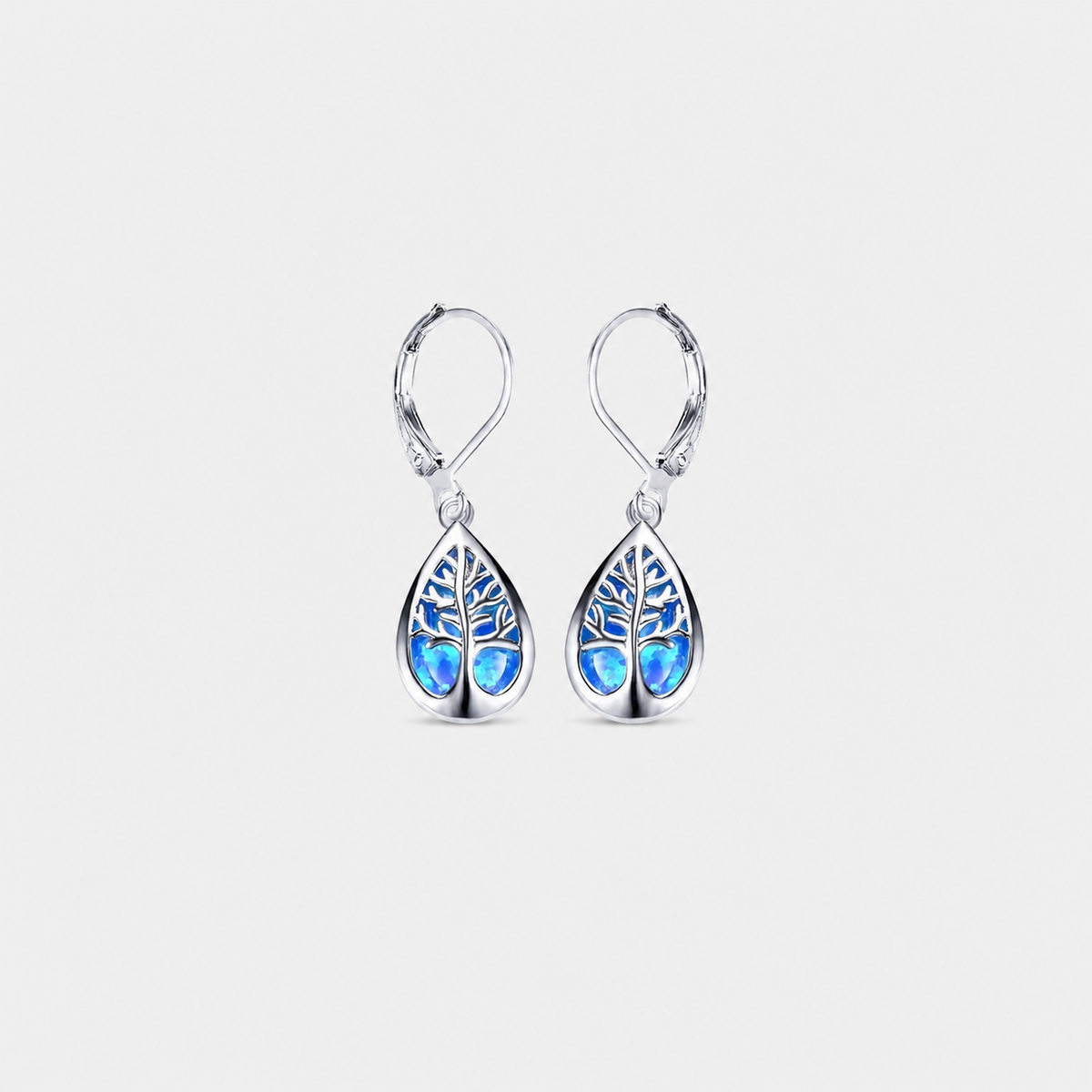 Silver Opal Tree Branch Earrings