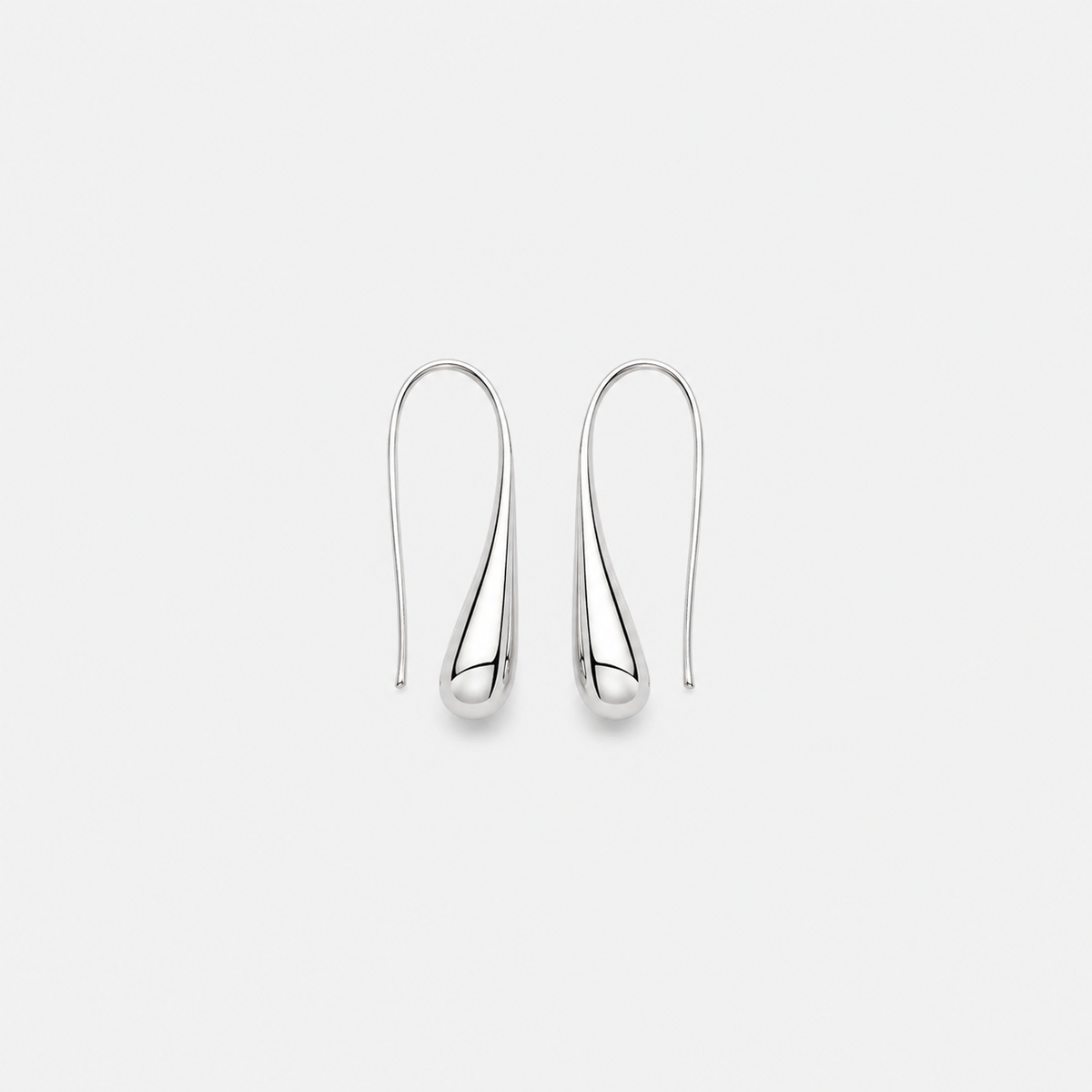 Sterling Silver Water Drop Hoop Earrings