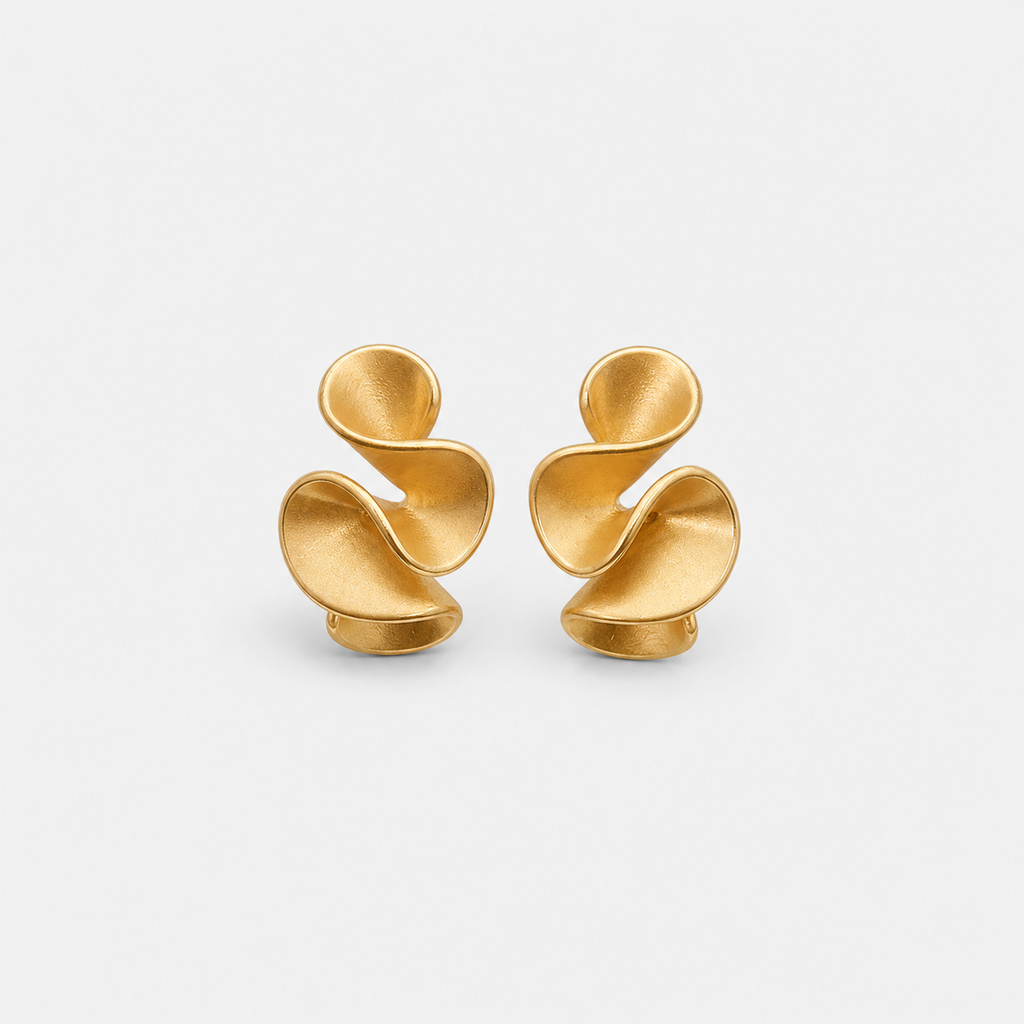 Sterling Silver Gold Flower Stud Earrings