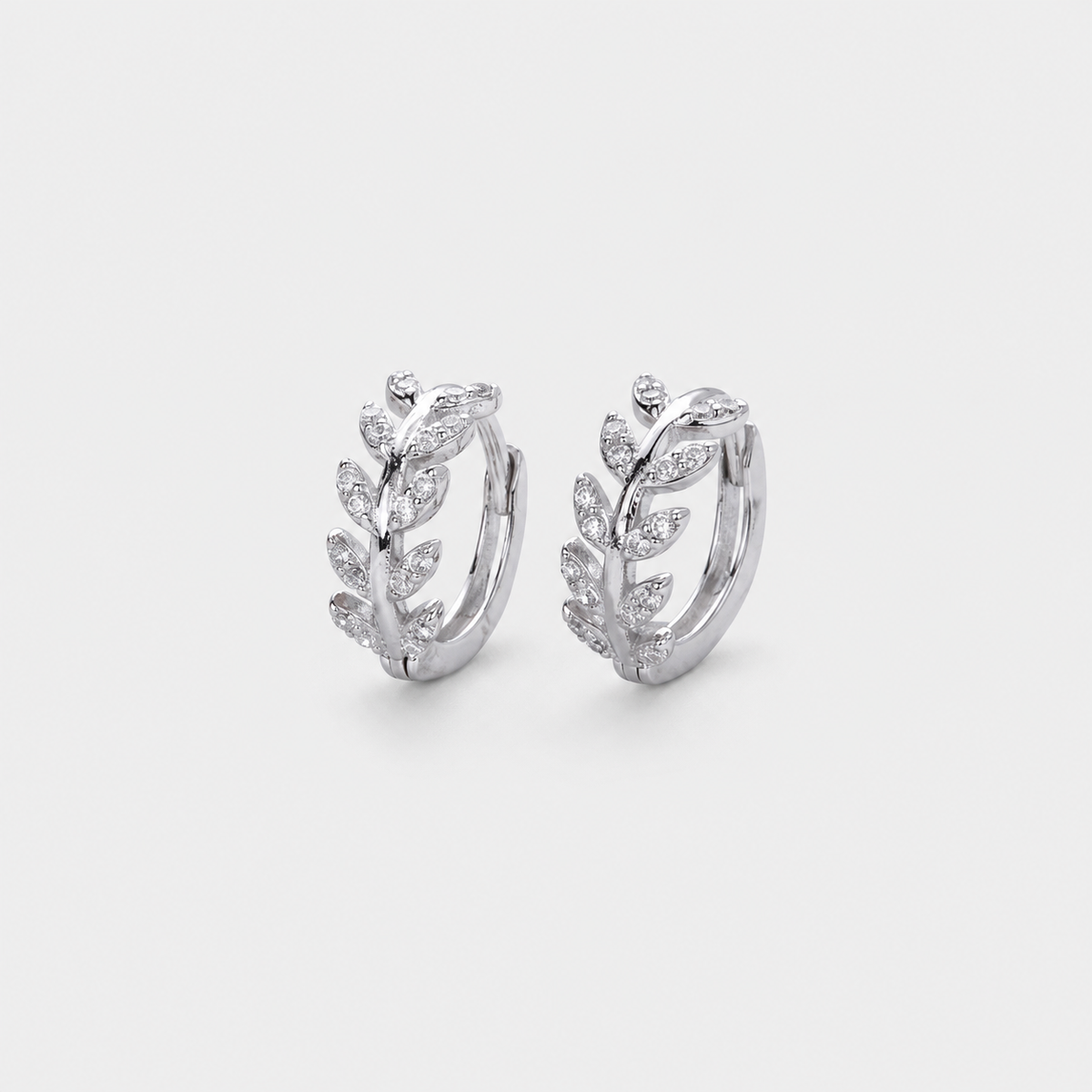 Silver Leaf Hoop Earrings