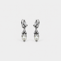 Silver Floral Lily Pearl Earrings