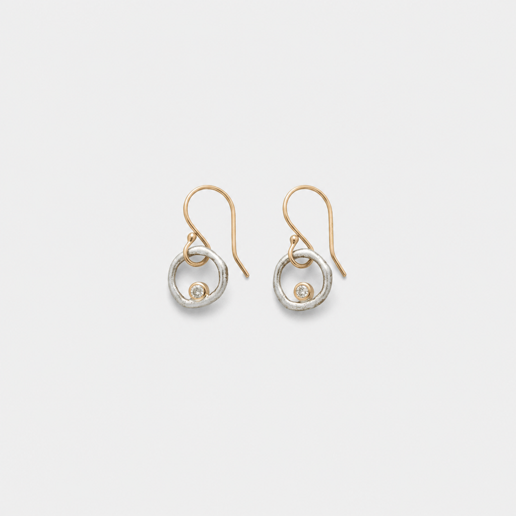 Vintage Gold and Silver Earrings with Cubic Zirconia