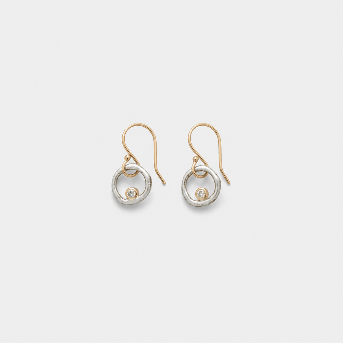 Vintage Gold and Silver Earrings with Cubic Zirconia
