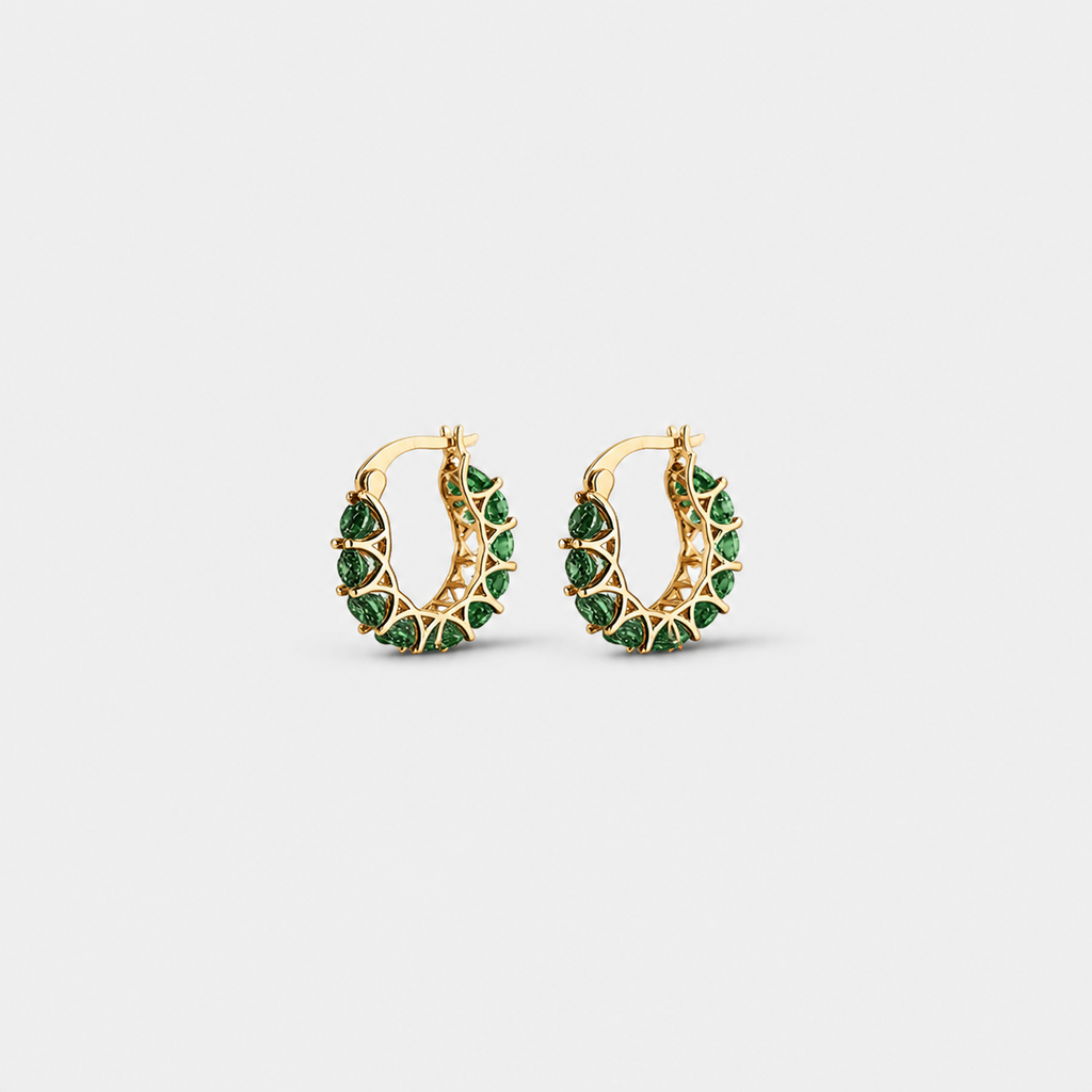 Regal Hoop Emerald Earrings