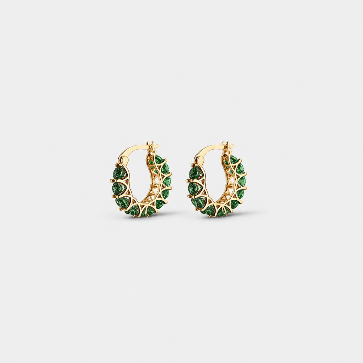 Regal Hoop Emerald Earrings