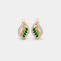Sparkling Leaf Emerald Crystal Earrings