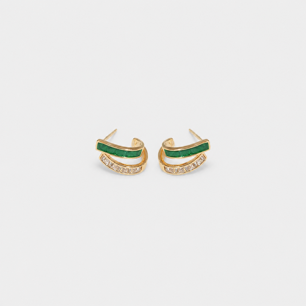 Emerald Double Hoop Earrings