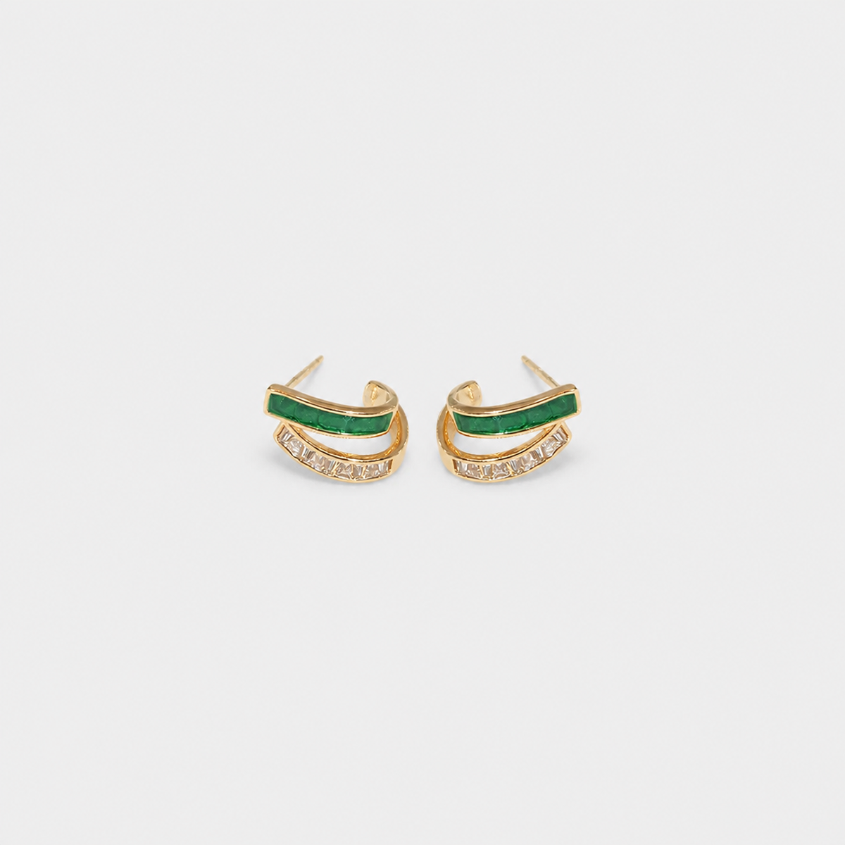 Emerald Double Hoop Earrings