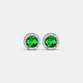 Emerald Silver Stud Earrings