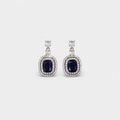 Oval Sapphire Paved Zirconia Earrings