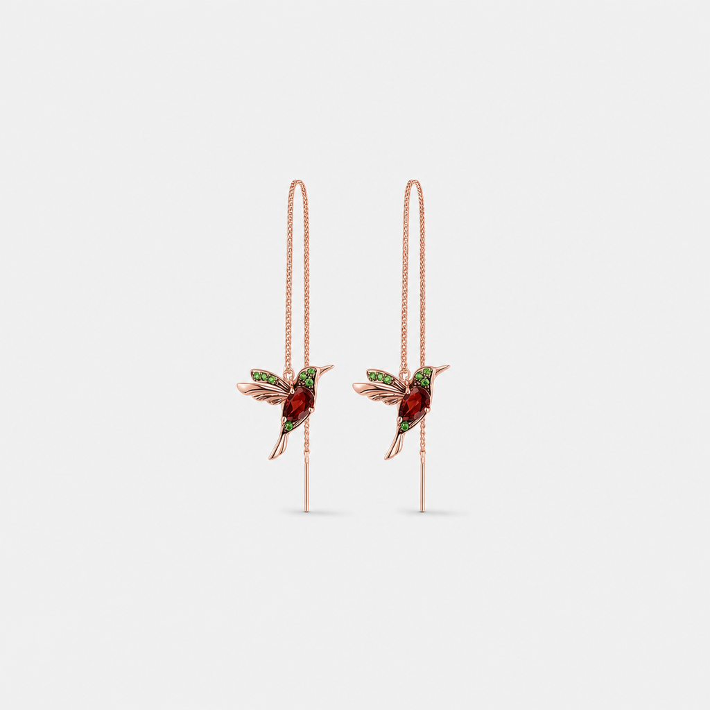 Hummingbird Gem Threader Earrings